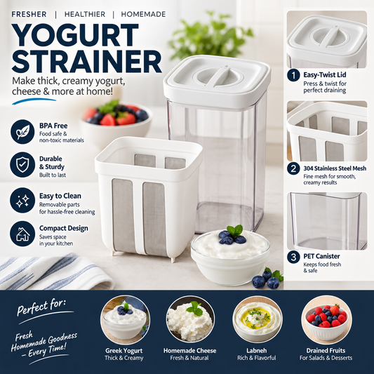 Multifunctional Yogurt Filter With Fine Mesh Strainer - Kitchen Utensil Designed For Straining And Food Preparation Routine