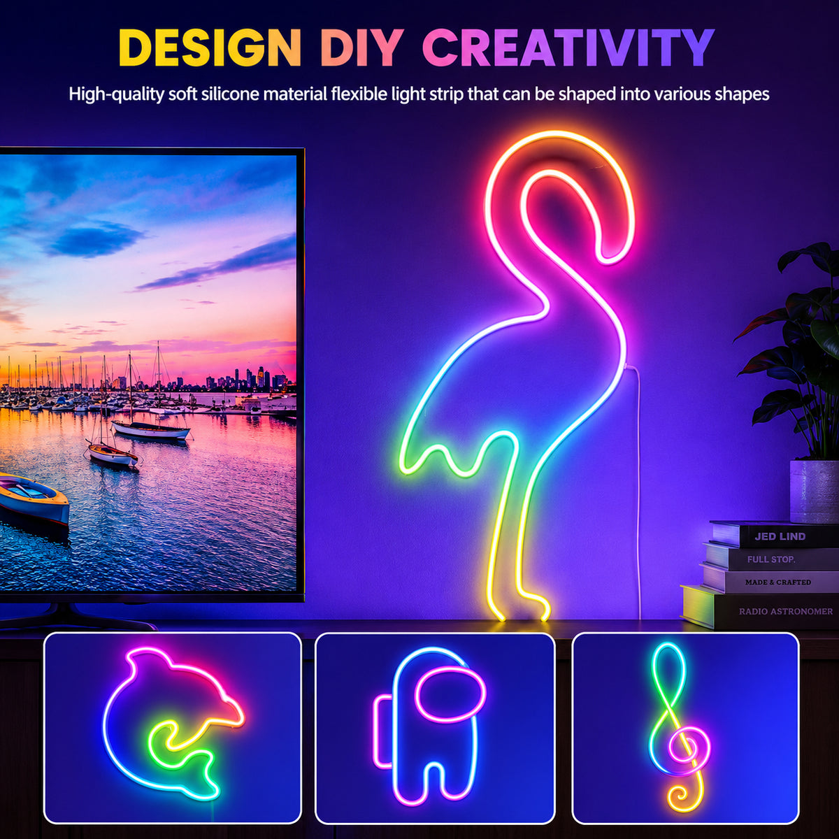 Neon Lights RGB LED Strip - 1 x 5m Neon LED Strip, 1 x Remote, 1 x Controller