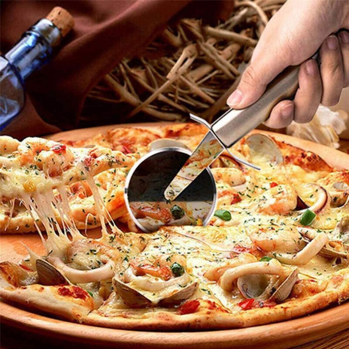 Stainless Steel Pizza Single Wheel Cut Tools Household Pizza Knife Cake Tools Wheel Use For Waffle Cookies