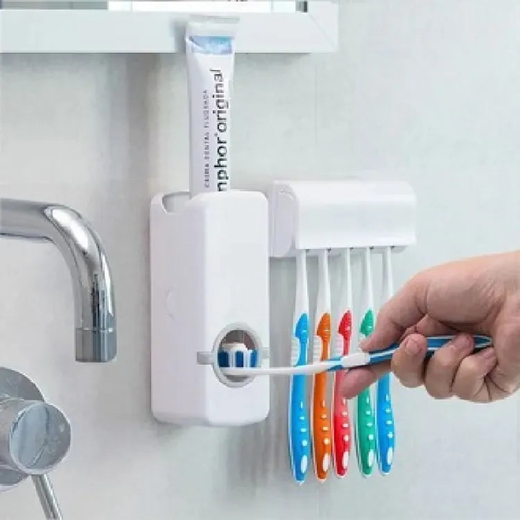 Automatic Toothpaste Dispenser & Toothbrush Holder Set